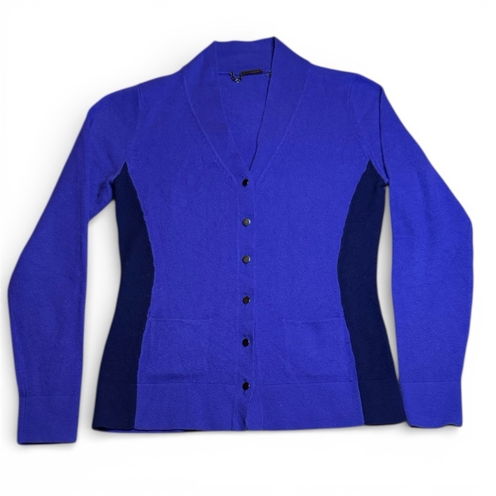 Elie Tahari 100% Cashmere Purple & Navy Women's Cardigan sz S